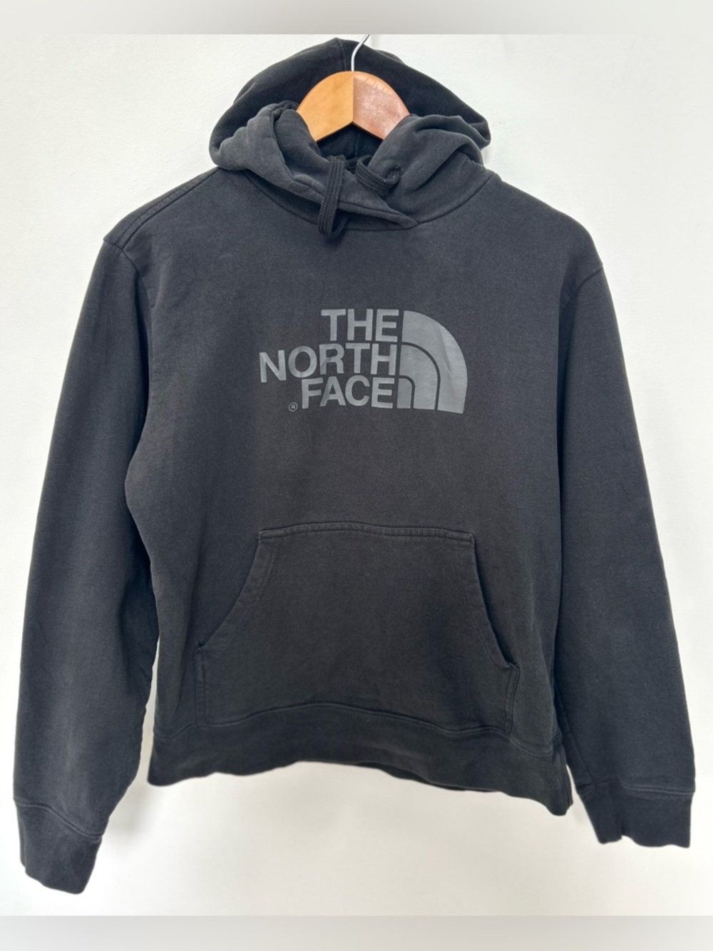 The North Face Black Logo Hoodie Pullover – Size M (Approx)